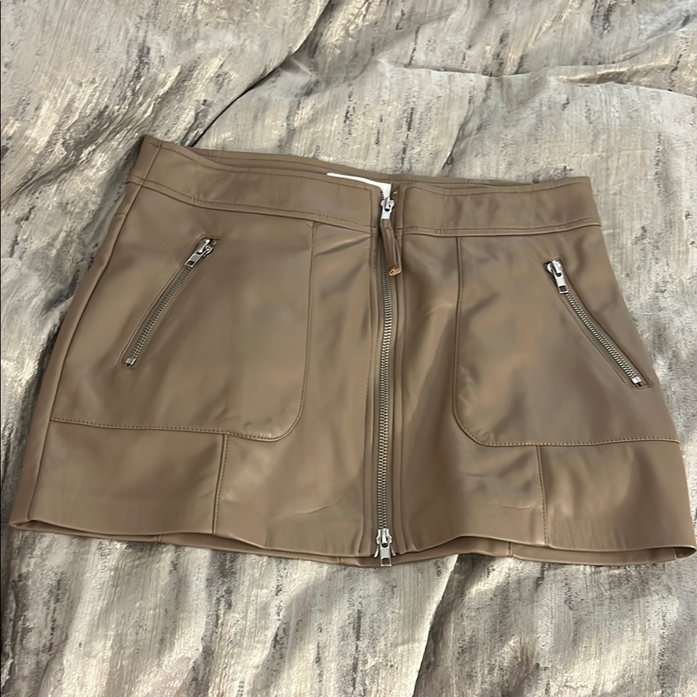 Steve Madden Taupe Faux Leather Skirt
